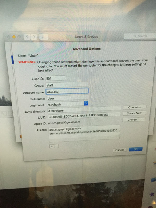 mengganti username setting Mac Os